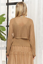 Crochet Knit Sweater Top - Black or Dark Khaki
