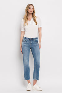 FLYING MONKEY MID RISE CROP STRAIGHT JEANS - STATELY