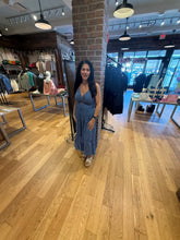 V Neck Lace Trim Ditsy Print Maxi Dress - Blue