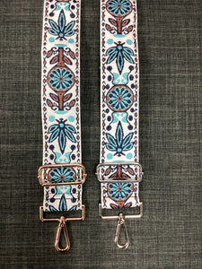 Light Blue White Multi Abstract Bag Strap