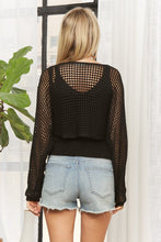 Crochet Knit Sweater Top - Black or Dark Khaki