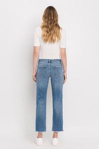 FLYING MONKEY MID RISE CROP STRAIGHT JEANS - STATELY