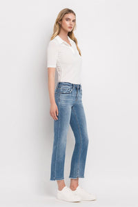 FLYING MONKEY MID RISE CROP STRAIGHT JEANS - STATELY