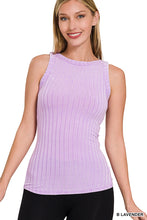 RIBBED SLEEVELESS TANK TOP WITH EXPOSED SEAM - ASSORTED COLORS