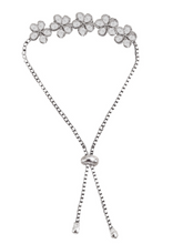 Clear  cubic zirconia adjustable sliding bracelet * plating: rhodium * CZ