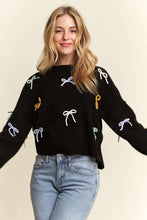 Cutesy Bow Sweater Top - Black