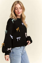 Cutesy Bow Sweater Top - Black