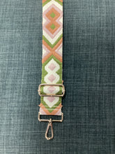 AZTEC BAG STRAP- Olive/Cream/Lt.Pink/Bronze Mix - Gold hardware