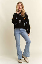 Cutesy Bow Sweater Top - Black