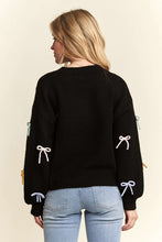 Cutesy Bow Sweater Top - Black