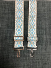 Baby Blue Beige Embroidered Bag Strap