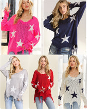 Distressed Star Sweater Top - Assorted Colors