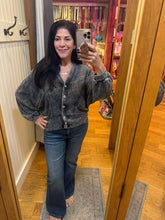 Mineral Washed Love The Texture Knitted Cardigan Sweater - Ashed Black