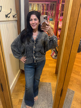 Mineral Washed Love The Texture Knitted Cardigan Sweater - Ashed Black