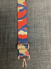 CAMOUFLAGE ADJUSTABLE BAG STRAP W/METALLIC THREAD - NAVY/ORANGE/METALLIC GOLD