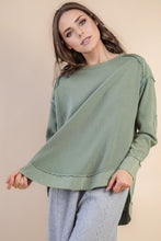 Mineral Washed Elbow Patch Contrast Knit Top - Black, Burgundy Or Sage