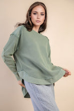 Mineral Washed Elbow Patch Contrast Knit Top - Black, Burgundy Or Sage