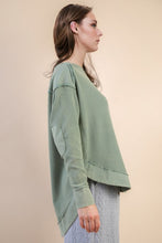 Mineral Washed Elbow Patch Contrast Knit Top - Black, Burgundy Or Sage