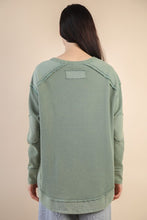 Mineral Washed Elbow Patch Contrast Knit Top - Black, Burgundy Or Sage