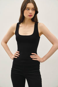 Soft Core-double Lined Basic Square Neck Tank - Black, Chocolate or Off-White