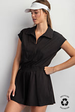 Butter Short Sleeve Quarter Zip Romper - Sugar Pink or Black