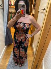 Smocked Bodice Strapless Hanky Hem Jumpsuit - Black