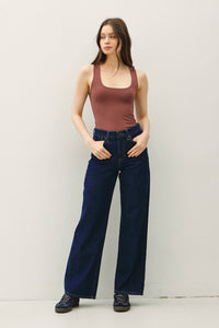 Soft Core-double Lined Basic Square Neck Tank - Black, Chocolate or Off-White