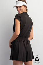 Butter Short Sleeve Quarter Zip Romper - Sugar Pink or Black