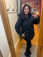 Women's Reversible Faux Fur Hooded Puffer Coat - Black
