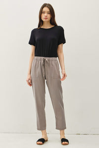 New Color-tencel Tapered Pants - Charcoal or Greige