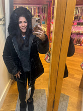 Women's Reversible Faux Fur Hooded Puffer Coat - Black