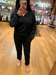 Ariella Knit Contrast Hoodie In Scuba - Black