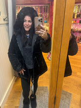 Women's Reversible Faux Fur Hooded Puffer Coat - Black