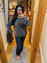 Easel Star Patched Washed Terry Pullover - Charcoal