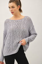 Chunky Cable Textured Knit Sweater - Ivory, Mocha, Gray