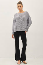 Chunky Cable Textured Knit Sweater - Ivory, Mocha, Gray