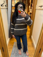 Vintage Havana Cool Brown Sweater W/ Mixed Media Stripe