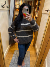 Vintage Havana Cool Brown Sweater W/ Mixed Media Stripe