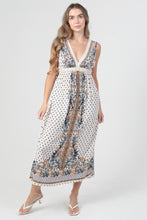 Lace Trim Open Back V Neck Maxi Dress - Ivory