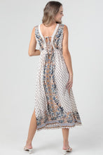 Lace Trim Open Back V Neck Maxi Dress - Ivory