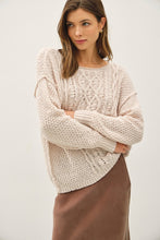Chunky Cable Textured Knit Sweater - Ivory, Mocha, Gray