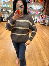 Vintage Havana Cool Brown Sweater W/ Mixed Media Stripe
