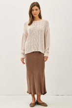 Chunky Cable Textured Knit Sweater - Ivory, Mocha, Gray