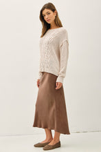 Chunky Cable Textured Knit Sweater - Ivory, Mocha, Gray