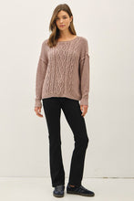 Chunky Cable Textured Knit Sweater - Ivory, Mocha, Gray