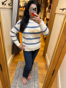 Lurex Striped Sweater - Cream/Blue or Cream/Mauve