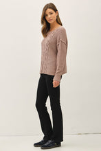 Chunky Cable Textured Knit Sweater - Ivory, Mocha, Gray