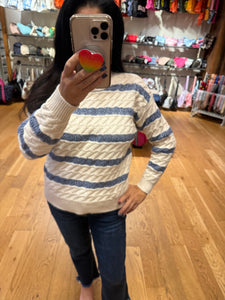 Lurex Striped Sweater - Cream/Blue or Cream/Mauve