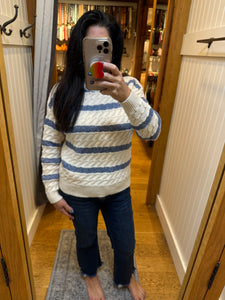 Lurex Striped Sweater - Cream/Blue or Cream/Mauve