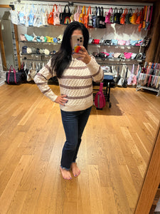 Lurex Striped Sweater - Cream/Blue or Cream/Mauve